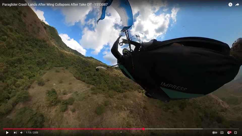 Double opening technique showing reserve flying away from harness with lines opening first