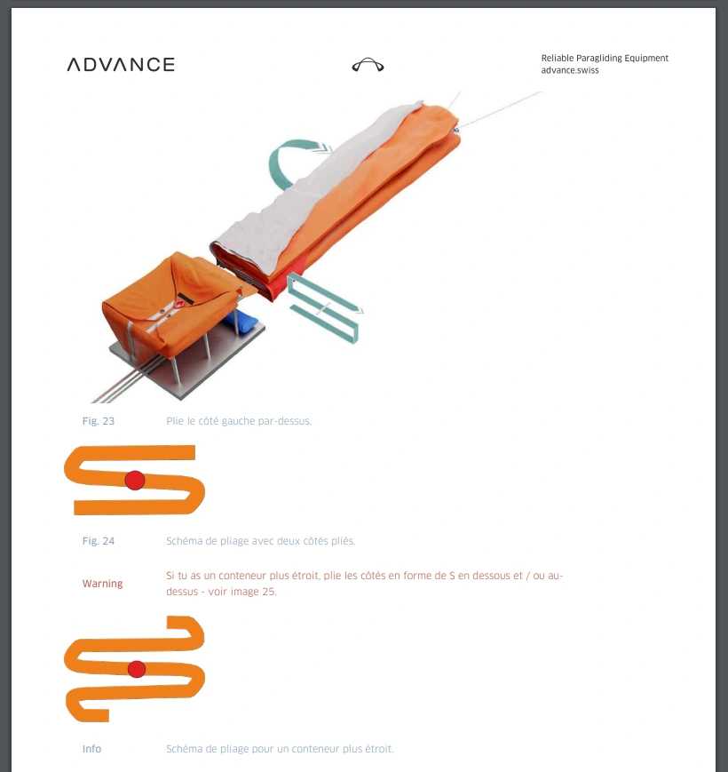 Simple S-type folding method for reserve packing with air intake on both sides